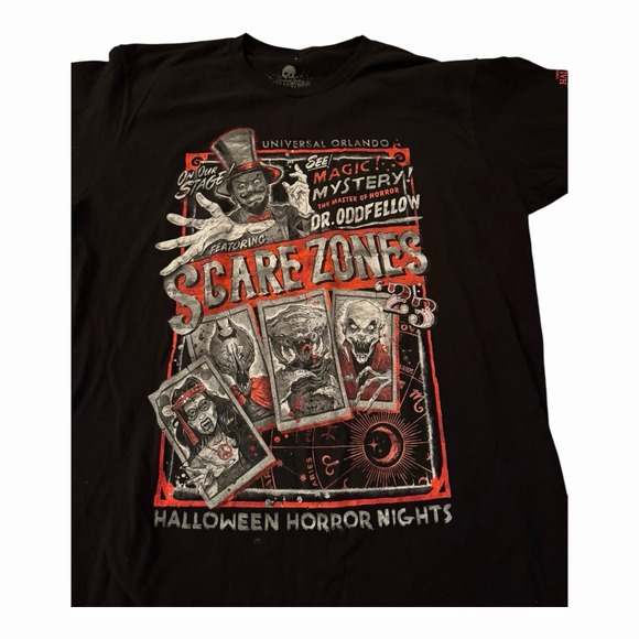 Universal Studios Halloween Horror Nights 2023 T-shirt Men Large Scare Zones - Picture 2 of 5